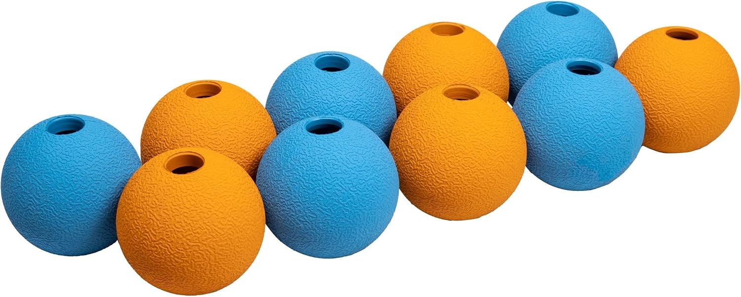 Amazon Basics Interactive Bouncy Durable Rubber Dog Toy Balls, 2.5 inch, Multi-Color Blue/Orange, Pack of 10 Amazon Basics Interactive Bouncy Durable Rubber Dog Toy Balls, 2.5 inch, Multi-Color Blue/Orange, Pack of 10