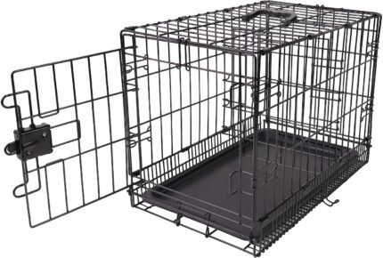 Amazon Basics Portable, Foldable Metal Wire Small Dog Crate with Removable Tray, Divider Panel, Single Door, Easy to Assemble, 24″ x 18″ x 20″, Black