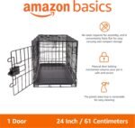 Amazon Basics Portable, Foldable Metal Wire Small Dog Crate with Removable Tray, Divider Panel, Single Door, Easy to Assemble, 24" x 18" x 20", Black - Image 2