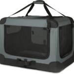 Amazon Basics Portable Folding Soft Dog Crate, 4-Doors, Collapsible Travel Kennel for Cat, Dog, and Small Animals, Quick Setup, Small 26″ x 18″ x 18″, Grey