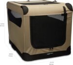 Amazon Basics Portable Folding Soft Dog Crate, Double Door, Collapsible Travel Kennel, Easy to Assemble, Medium, 29.92" x 21.3" x 21.3", Tan - Image 2