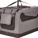 Amazon Basics Portable Folding Soft Pet Dog Crate Carrier Kennel for Large Dogs, Easy to Clean, 36 x 24 x 24 inches, Grey