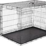 Amazon Basics Portable Metal Wire Dog Crate for Large Dogs, Double Door with Removable Tray, Divider Panel, Easy to Assemble, 48″ x 30″ x 32.5″, Black
