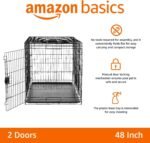 Amazon Basics Portable Metal Wire Dog Crate for Large Dogs, Double Door with Removable Tray, Divider Panel, Easy to Assemble, 48" x 30" x 32.5", Black - Image 2