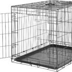 Amazon Basics Portable Metal Wire Dog Crate with Removable Tray, Single Door with Divider Panel, Foldable, Collapsible, Easy to Assemble & Clean, 36″ x 23″ x 25″, Black
