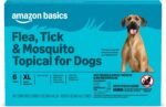 Amazon Basics Preventative Flea, Tick & Mosquito Topical Treatment for X-Large Dogs (Over 55 pounds), Kills Fleas, Long-Lasting, 6 Count, Packaging May Vary