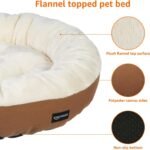 Amazon Basics Round Bolster Pet Bed for Dog or Cat with Flannel Top, 20.0" L x 20.0" W x 6.0" Th, Up to 11lbs, Brown and Ivory - Image 2