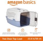 Amazon Basics Sturdy Portable 2-Door Top-Load Hard-Sided Pet Travel Carrier with Secure Ventilation, Handle, Front & Top Entry for Dogs, Cats, 22.8"L x 15"W x 13"H, Gray & Blue - Image 2