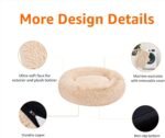 Amazon Basics Washable Donut Pet Bolster Faux Fur Bed with Removable Cover, Anti-Slip Bottom for Dog, Beige, 23" x 23" - Image 2