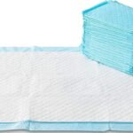 Amazon Basics X-Large Heavy Duty Absorbent Puppy Potty Pads, Leak-Proof, Quick-Dry, Super Absorbent Gel Technology for Dog Training, 28 x 34 Inches, Blue & White, Pack of 50