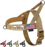 Annchwool No Pull Dog Harness with Soft Padded Handle,Reflective Strip Escape Proof and Quick Fit to Adjust Dog Harness,Easy for Training Walking for Small & Medium and Large Dogs(Brown,L)