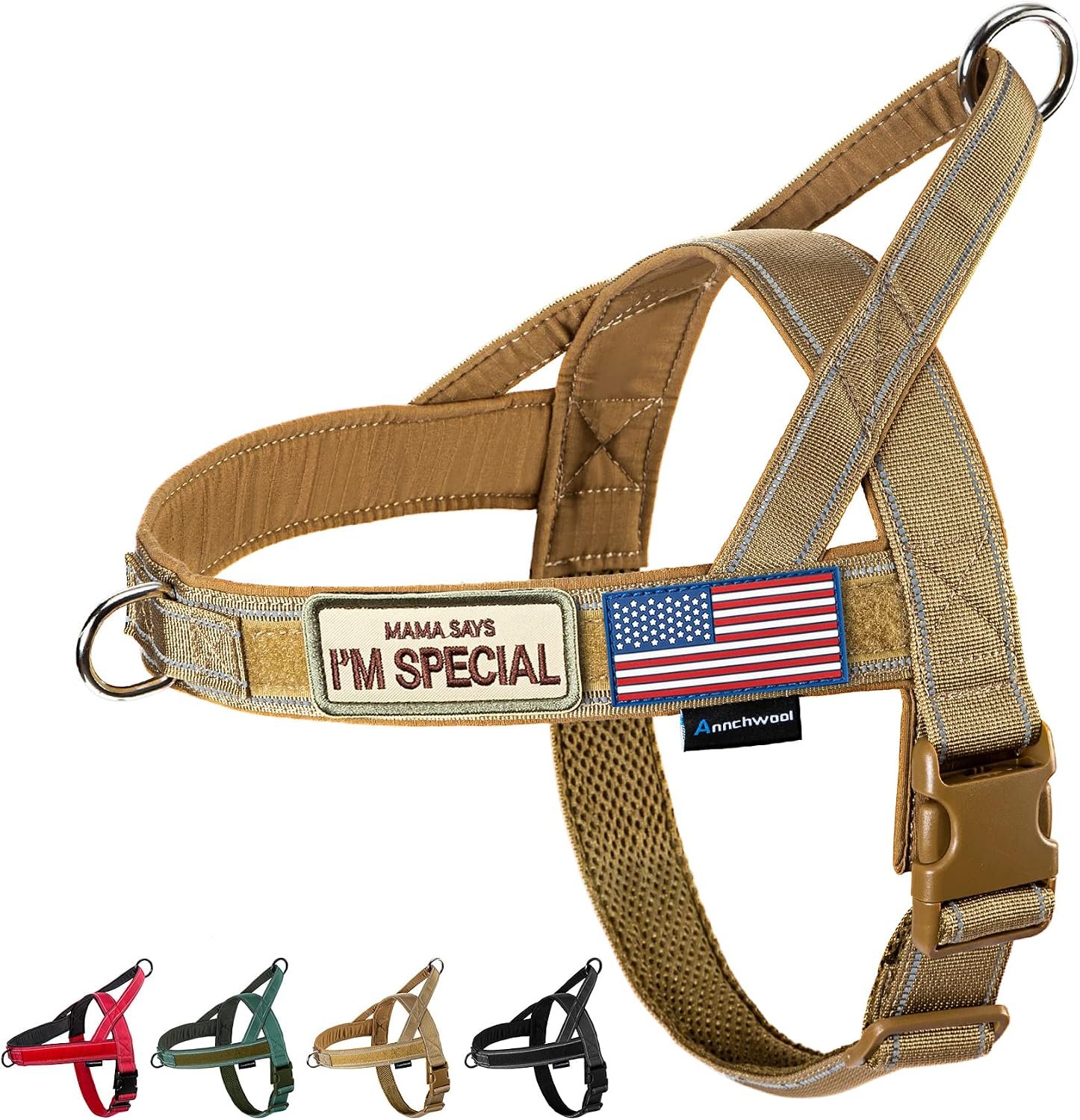 Annchwool No Pull Dog Harness with Soft Padded Handle,Reflective Strip Escape Proof and Quick Fit to Adjust Dog Harness,Easy for Training Walking for Small & Medium and Large Dogs(Brown,L) Annchwool No Pull Dog Harness with Soft Padded Handle,Reflective Strip Escape Proof and Quick Fit to Adjust Dog Harness,Easy for Training Walking for Small & Medium and Large Dogs(Brown,L)