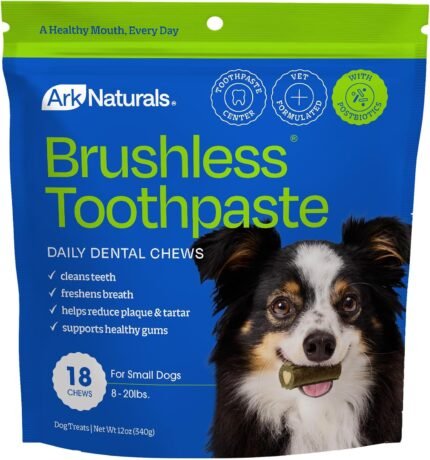 Ark Naturals Brushless Toothpaste Dog Dental Treats – Small Breeds (18 ct)