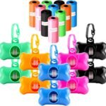 Arroyner 10 Pack Bone Shaped Poop Bag Dispenser Pet Waste Disposal Bag Dispenser (Random Color)