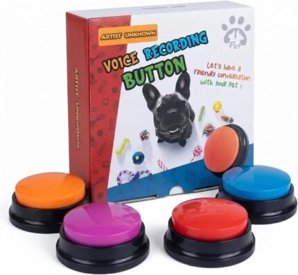 Artist Unknown 4 Color Voice Recording Button, Dog Buttons for Communication Pet Training Buzzer, 30 Second Record & Playback, Funny Gift for Study Office Home - 4 Color Packs