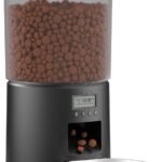 Automated Cat Feeder,Clear 4.2L Dry Food Dispenser with Single Bowl,Programmable Timed Pet Feeder for Up to 6 Daily Meals,10-Second Voice Message & Dual Power Backup (Black, 4.2L Press Version)