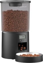 Automated Cat Feeder,Clear 4.2L Dry Food Dispenser with Single Bowl,Programmable Timed Pet Feeder for Up to 6 Daily Meals,10-Second Voice Message & Dual Power Backup (Black, 4.2L Press Version)