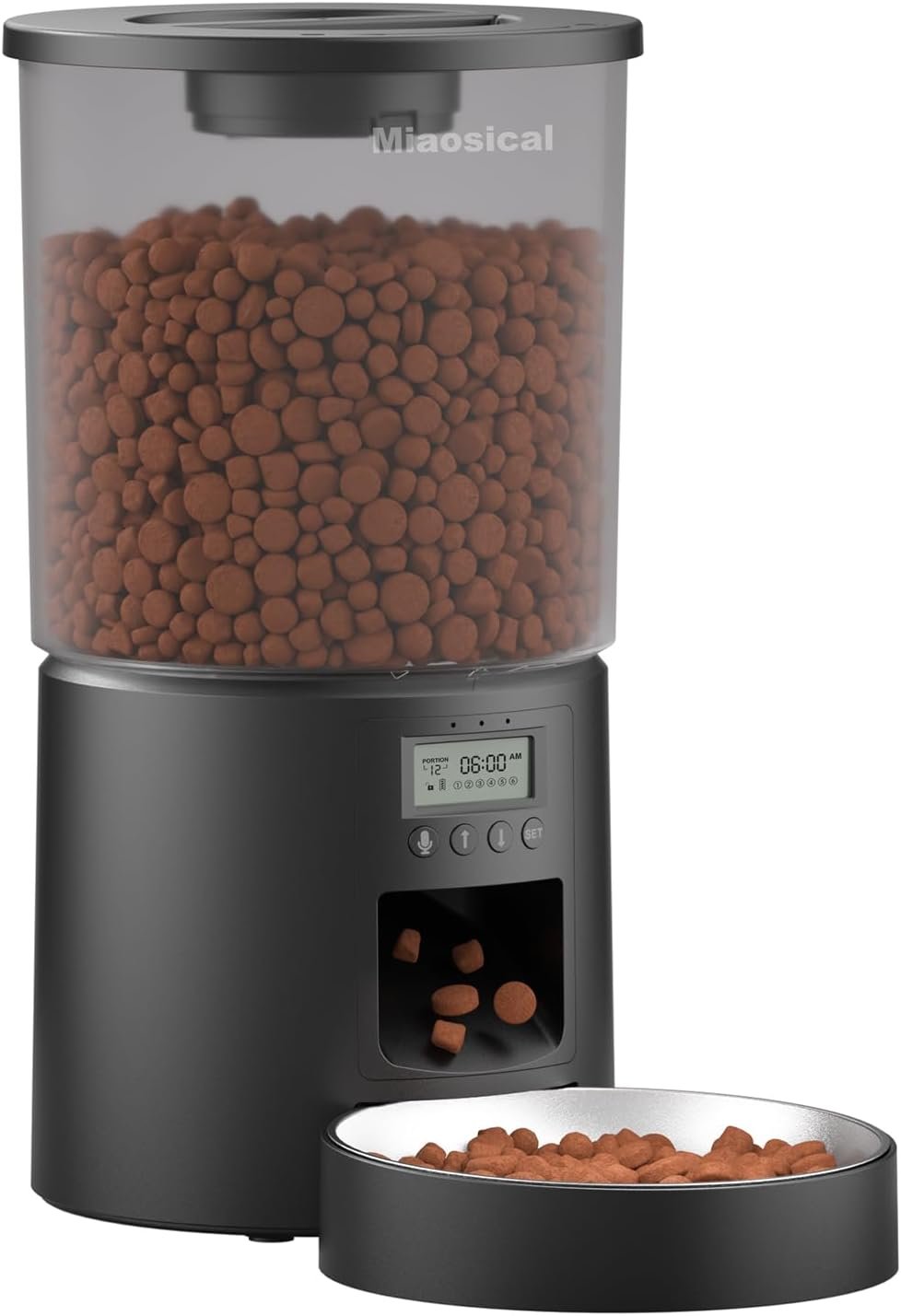 Automated Cat Feeder,Clear 4.2L Dry Food Dispenser with Single Bowl,Programmable Timed Pet Feeder for Up to 6 Daily Meals,10-Second Voice Message & Dual Power Backup (Black, 4.2L Press Version) Automated Cat Feeder,Clear 4.2L Dry Food Dispenser with Single Bowl,Programmable Timed Pet Feeder for Up to 6 Daily Meals,10-Second Voice Message & Dual Power Backup (Black, 4.2L Press Version)