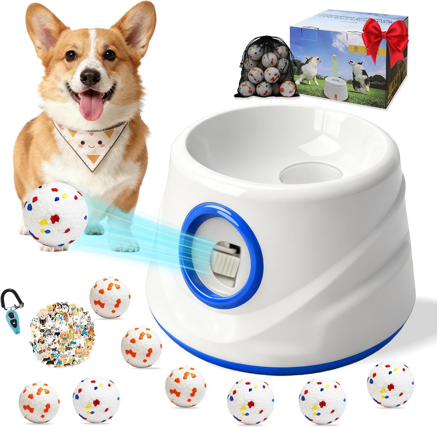 Automatic Ball Launcher for Dogs with 8 Balls – Adjustable Distance up to 50ft,Charger, Whistle & Storage Bag – Interactive Fetch Machine Toy for Indoor Outdoor Play, for Medium Large Breed Dogs Automatic Ball Launcher for Dogs with 8 Balls – Adjustable Distance up to 50ft,Charger, Whistle & Storage Bag – Interactive Fetch Machine Toy for Indoor Outdoor Play, for Medium Large Breed Dogs