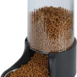 Automatic Cat Feeder, 3.8L Large Gravity Cat Food Dispenser with Detachable Top Lid, Visible Bottle and Stainless Steel Bowl for Pets (Black)