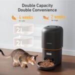 Automatic Cat Feeder, 4L Cat Food Dispenser with Anti-Jam Design, Over 180-day Battery Life, 1-6 Meals Per Day with Stainless Steel Cat Bowl, Keep Dry Food Fresh, Timed Pet Feeder Also for Small Dog - Image 2