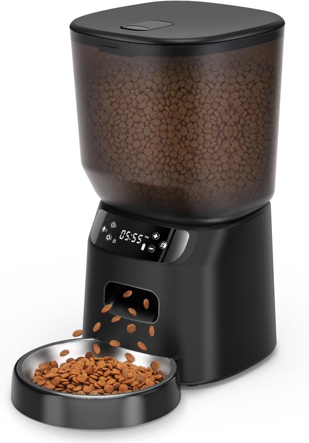 Automatic Cat Feeder, Cat Food Dispenser with Stainless Steel Bowl, Timed Portion Control 20 Portions 6 Meals Per Day, Voice Recorder, Dual Power Supply for Small Dogs Automatic Cat Feeder, Cat Food Dispenser with Stainless Steel Bowl, Timed Portion Control 20 Portions 6 Meals Per Day, Voice Recorder, Dual Power Supply for Small Dogs