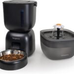 Automatic Cat Feeder and Water Dispenser FW1, Wire or Battery Cat Food Dispenser Timer Pet Feeder – Locking Lid, Desiccant Bag, Programmable Portion Control, 4 Daily Meals, 10s Voice Recorder