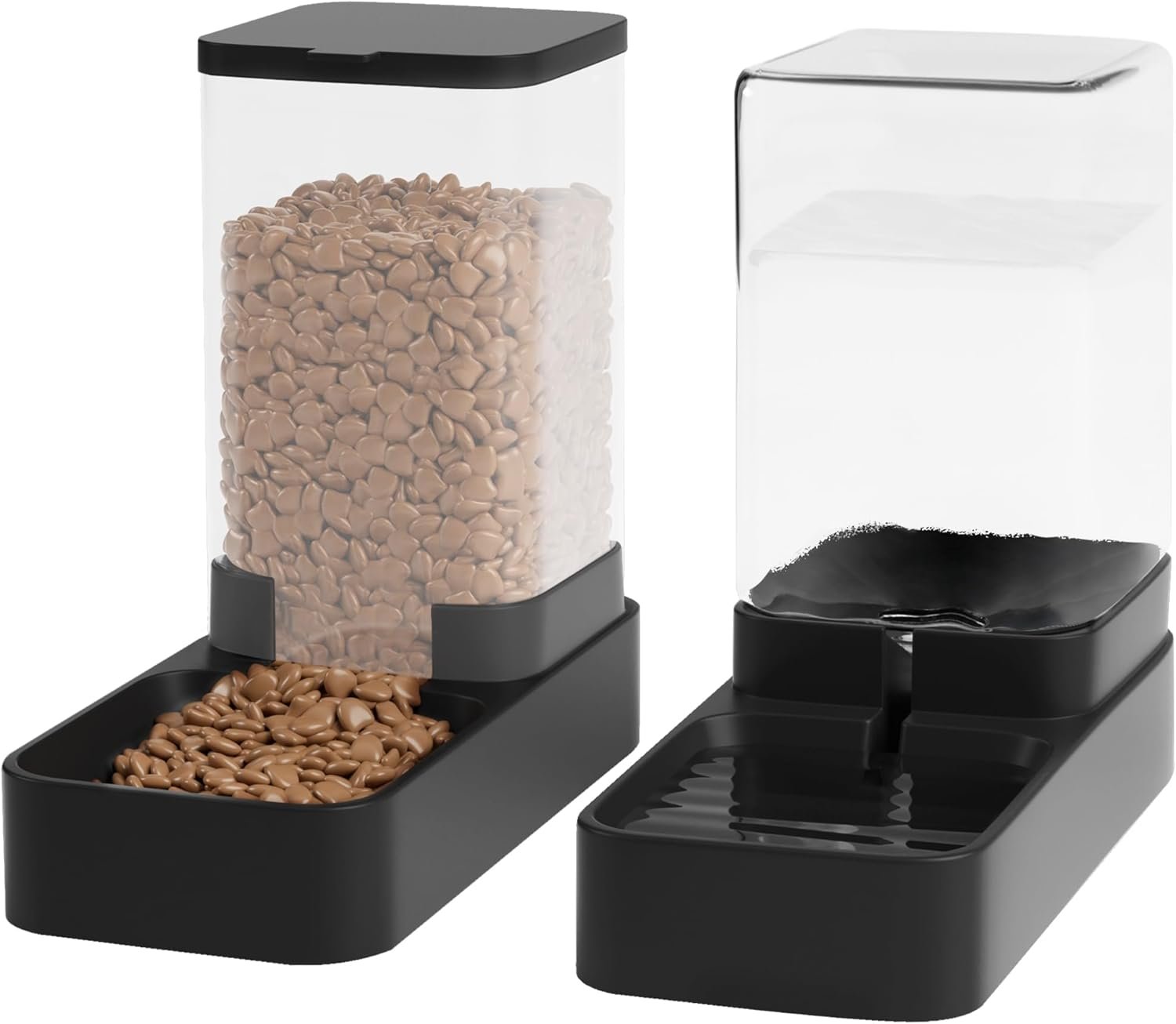 Automatic Cat Feeder and Water Dispenser in Set with Pet Food Bowl,Gravity Dog Waterer and Food Feeder for Small Medium Dog Cat Puppy Kitten Large Capacity(3.3L,Black) Automatic Cat Feeder and Water Dispenser in Set with Pet Food Bowl,Gravity Dog Waterer and Food Feeder for Small Medium Dog Cat Puppy Kitten Large Capacity(3.3L,Black)