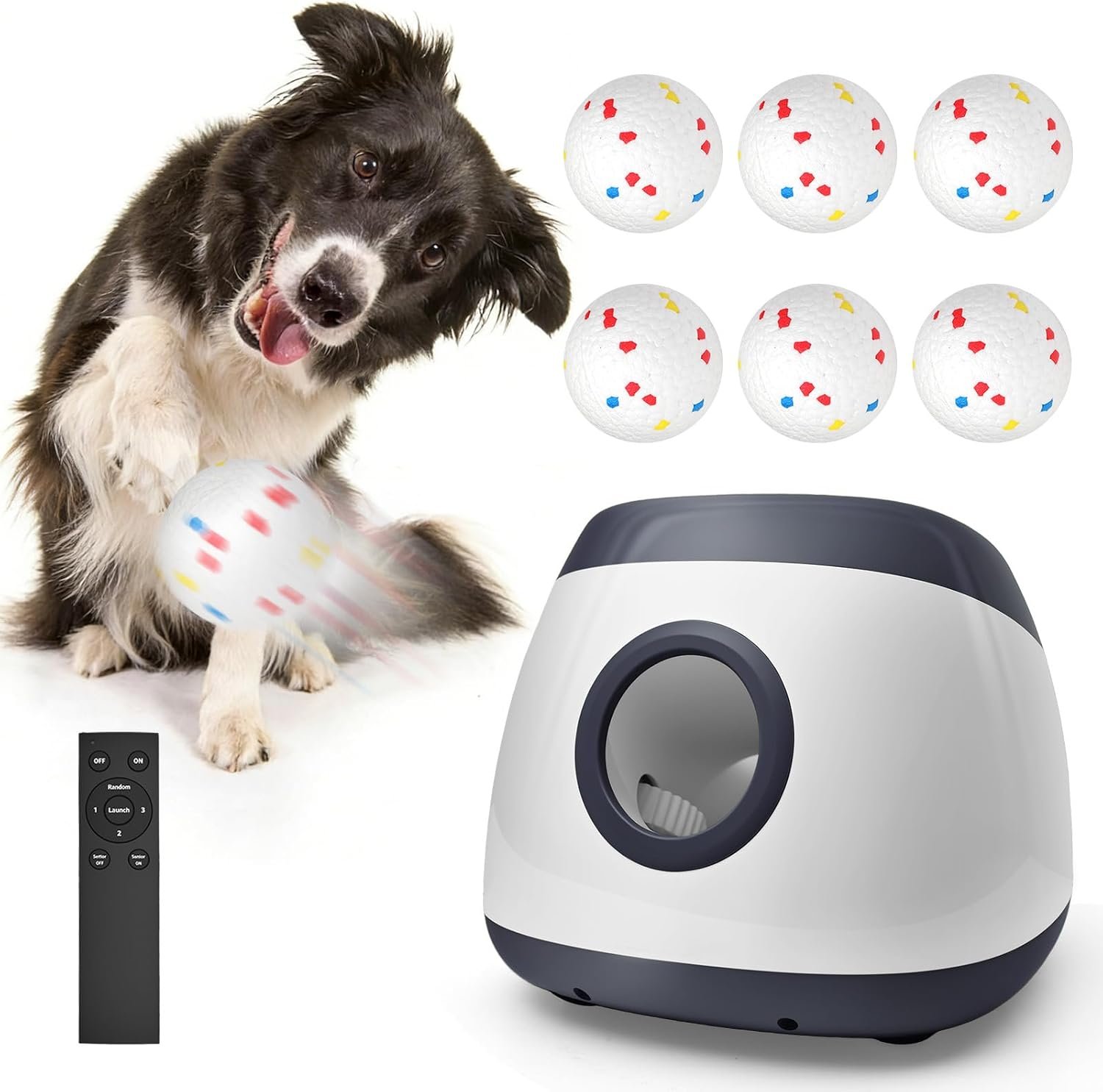 Automatic Dog Ball Launcher for Large Dogs, Machine Ball Thrower for Dogs, with 6 Pack 2.5″ Balls (Grey), Interactive for Boredom, Mental Stimulation Toys Automatic Dog Ball Launcher for Large Dogs, Machine Ball Thrower for Dogs, with 6 Pack 2.5″ Balls (Grey), Interactive for Boredom, Mental Stimulation Toys