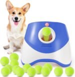 Automatic Dog Ball Launcher with 15 Pcs 2 Inch Mini Tennis Balls Deep Blue