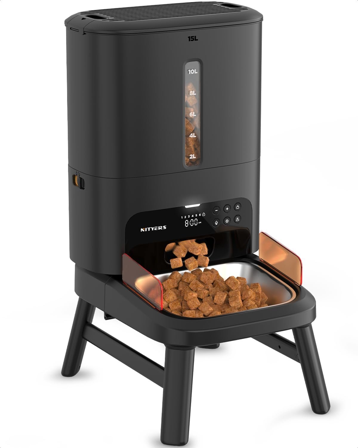 Automatic Dog Feeder for Large Breed – 15L/ 63 Cups Anti-Clog Dog Food Dispenser for 2-23mm Kibble, Elevated Stand, Large Food Tray, Dual Power, Up to 50 Portions 6 Meals Per Day, Keeps Fresh Automatic Dog Feeder for Large Breed – 15L/ 63 Cups Anti-Clog Dog Food Dispenser for 2-23mm Kibble, Elevated Stand, Large Food Tray, Dual Power, Up to 50 Portions 6 Meals Per Day, Keeps Fresh