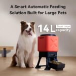Automatic Dog Feeder for Large Dogs, 14L Capacity, Remote Feeding, Anti-Blockage System, Timed Auto Dog Food Dispenser, 2.4G WiFi App Control，Dual Power Supply,Stainless Steel Bowl - Image 2
