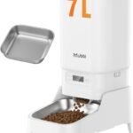 Automatic Dog Feeder with Elevated Stand – 7L Cat Food Dispenser with Large Food Tray, Timed Auto Cat Feeder for Dry Food, 6 Meals Per Day, No-Jam, Freshness Design, Detachable for Easy Clean