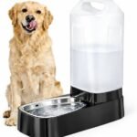 Automatic Dog Water Bowl Dispenser – 2.4 Gallon Gravity Pet Water Dispenser with 304 Stainless Steel Bowl, Dog Auto Feeders Bowls Self Waterer, Easy-Carry Handle for Large Dogs & Cats, Multi-Pet Home