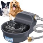 Automatic Dog Water Bowl Dispenser Patented 70OZ Water Dispenser for Dogs 2L Water Bowl Fit 3/4in GHT Male Faucet Outdoor Automatic Water Bowl Include Automatic Water Fill Valve Adapter 5ft Water Hose