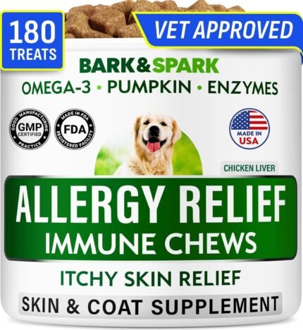 BARK&SPARK Dog Allergy Relief Chews – Skin Health, Anti-Itch Supplement