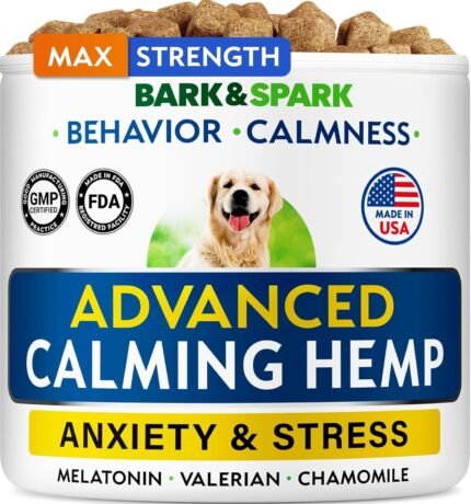 BARK&SPARK Hemp Dog Calming Chews - Stress, Travel, Anxiety Relief Treats