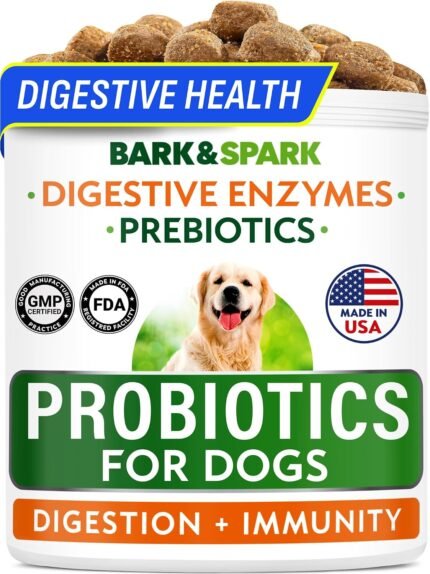 BARK&SPARK Probiotics for Dogs, Digestive Health Chews with Fiber & Enzymes