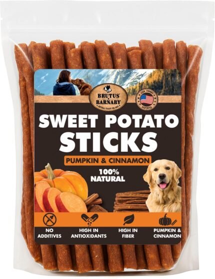 BRUTUS & BARNABY Sweet Potato Sticks, Cinnamon Pumpkin Dog Treats, 14 oz