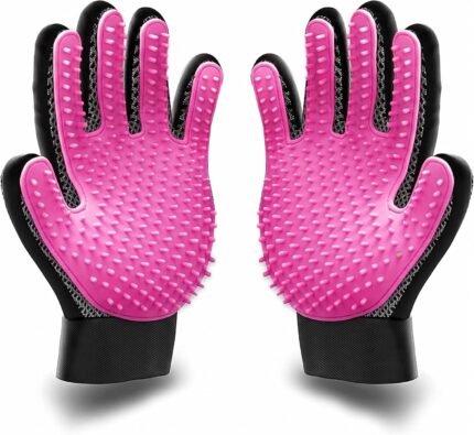 BYETOO Pet Dog Cat Grooming Glove with 261Tips,Gentle Deshedding Brush Glove,Efficient Pet Hair Remover Mitt,Massage Tool with Enhanced Five Finger Design,for Dog,Cat,Rabbit,Horse with Long/Short Fur