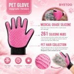 BYETOO Pet Dog Cat Grooming Glove with 261Tips,Gentle Deshedding Brush Glove,Efficient Pet Hair Remover Mitt,Massage Tool with Enhanced Five Finger Design,for Dog,Cat,Rabbit,Horse with Long/Short Fur - Image 2