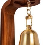 Bamboo Dog Doorbell for Potty Training, Puppy Go Outside Alert Bell, Brass Bell with Loud Clear Ring, Strong Self-Adhesive Mount for Any Location (Dark Brown)