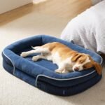 Bedsure 360°Oval Bolster Orthopedic Dog Beds Large Sized Dog,35″ Blue