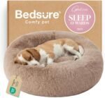 Bedsure Calming Dog Bed Medium Large Size Dogs Washable Pet Bed,33ins Camel