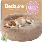 Bedsure Calming Dog Bed Medium Large Size Dogs Washable Pet Bed,33ins Camel