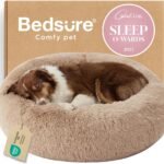 Bedsure Calming Dog Beds Large Sized Dog Donut Washable Pet Bed,36ins Camel