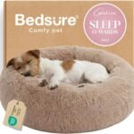 Bedsure Calming Small Medium Dog Bed Donut Washable Puppy Bed,27ins Camel