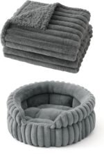 Bedsure ComfyFleece™ Small Cat Bed XS with ComfyFleece™ Waterproof Dog Blankets for Small Dogs Warm Grey
