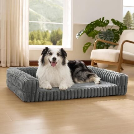 Bedsure ComfyFleece® Memory Foam Orthopedic XL Dog Bed Washable 42″ Grey