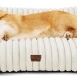 Bedsure ComfyFleece® Shown on TV Cute Dog Couch for Medium Dogs,36in Cream